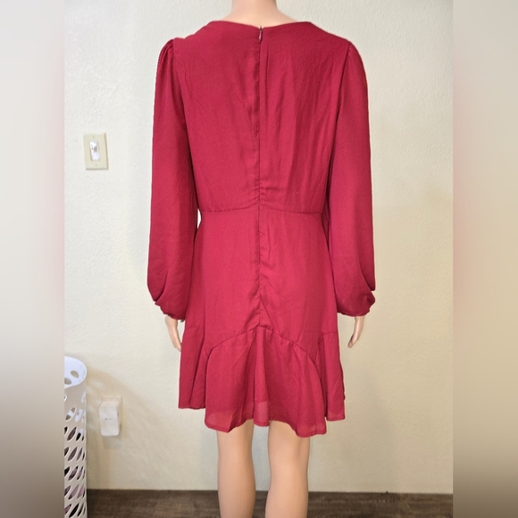 Altar’d State Burgundy Dress Large. Long Sleeve Boho Flowy - Picture 5 of 9